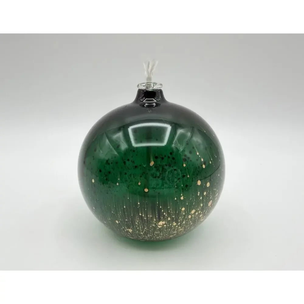 Lefton Blown Glass Oil Diffuser Purple & Green Balls 3” Teal Teardrop 5.5” Gold